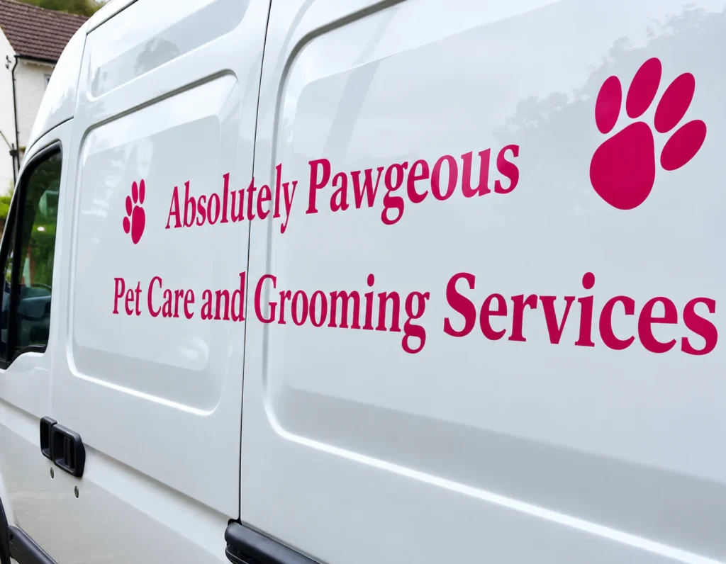 Absolutely Pawgeous mobile grooming van.